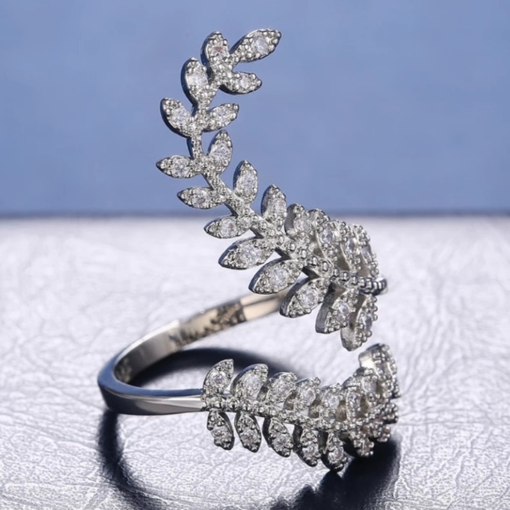 Sterling silver leaf open ring - Picture 5 of 6